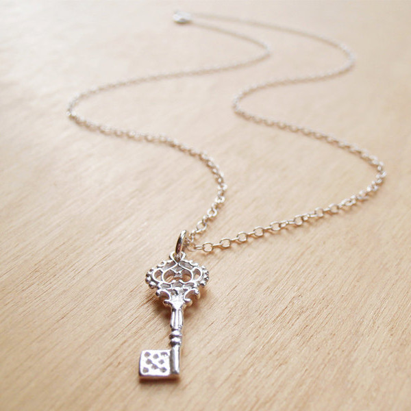 Dainty Silver Key Necklace - Sterling Silver