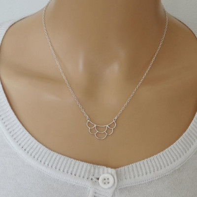 Dainty Silver Scalloped Necklace - Sterling Silver