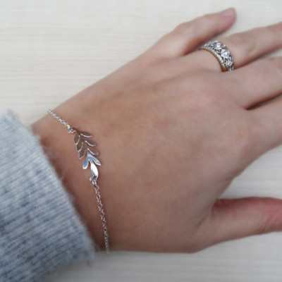 Delicate Sterling Silver Leaf Bracelet