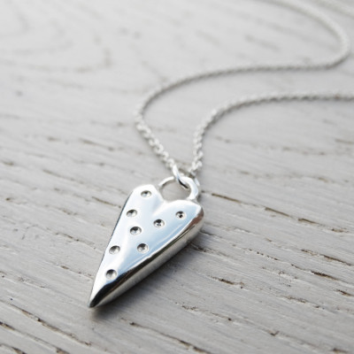 Dotty Silver Heart Necklace, Sterling Silver