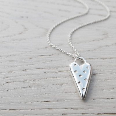Dotty Silver Heart Necklace, Sterling Silver