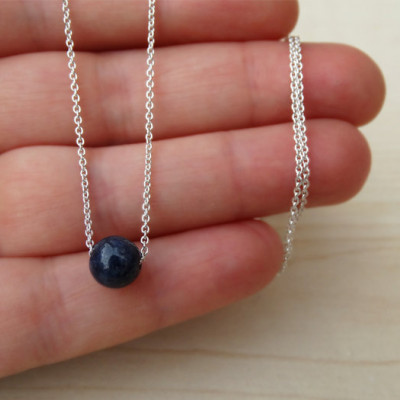 Floating Sapphire Necklace - Sterling Silver