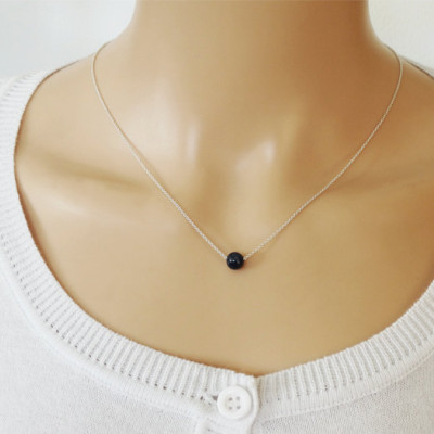 Floating Sapphire Necklace - Sterling Silver