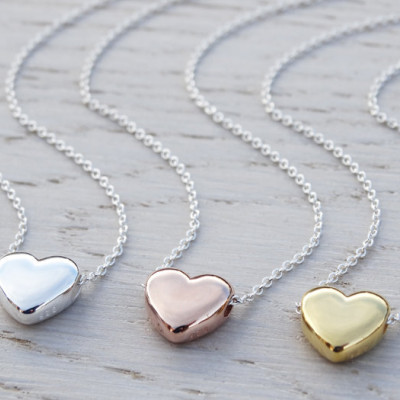 Gold Heart Necklace - Sterling Silver