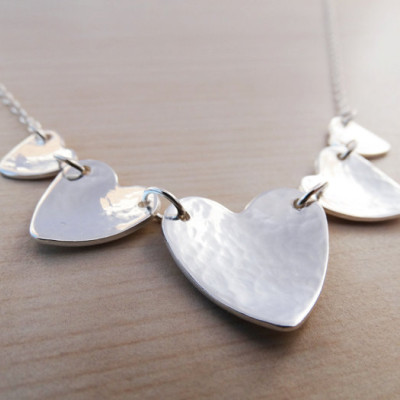 Heart Bunting Necklace - Sterling Silver