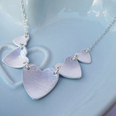 Heart Bunting Necklace - Sterling Silver