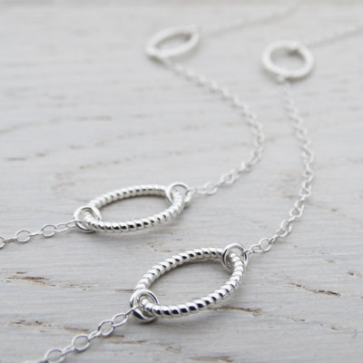 Long Silver Necklace With Twisted Oval Links - Sterling Silver