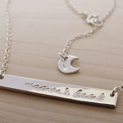 Moon & Back Silver Necklace - Sterling Silver