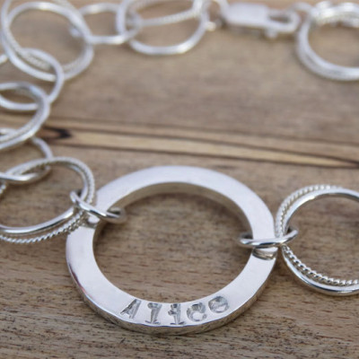 Personalised Silver Circles Bracelet - Sterling Silver