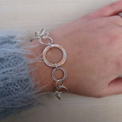 Personalised Silver Circles Bracelet - Sterling Silver