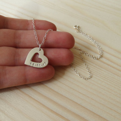Personalised Silver Heart Necklace - Sterling Silver