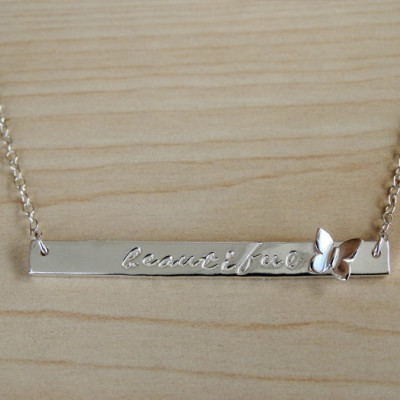 Personalised Silver Necklace & Butterfly, Sterling Silver