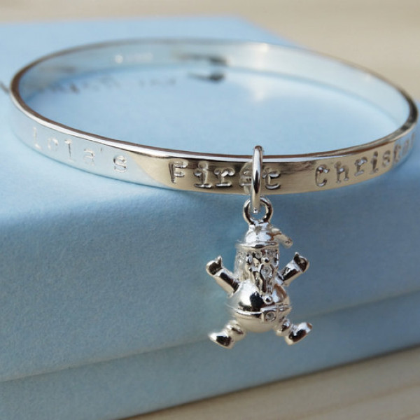 Personalised Silver Santa Bracelet For Babies First Christmas - Sterling Silver