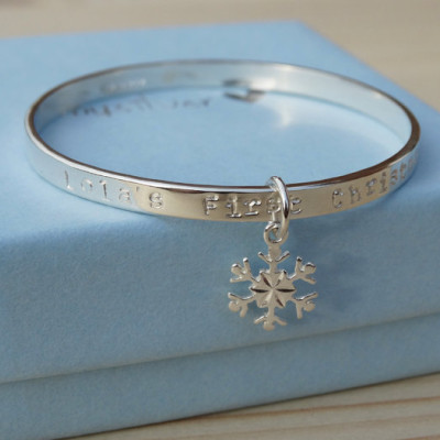 Personalised Silver Snowflake Bracelet For Babies First Christmas - Sterling Silver