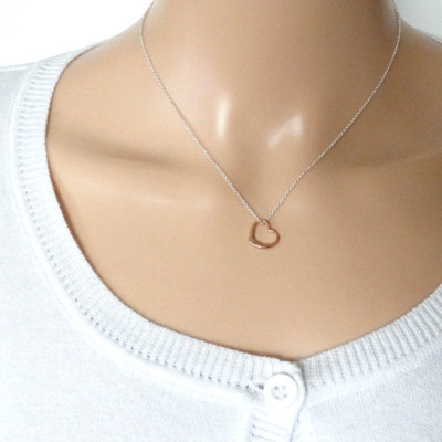 Rose Gold Open Heart Necklace - Sterling Silver