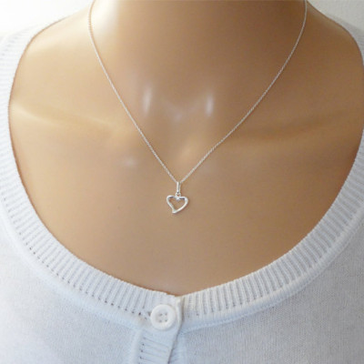 SALE - Little Silver Heart Charm Necklace - Sterling Silver
