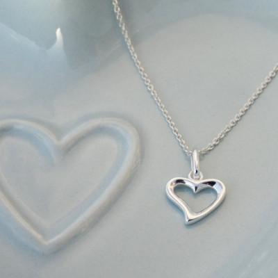 SALE - Little Silver Heart Charm Necklace - Sterling Silver