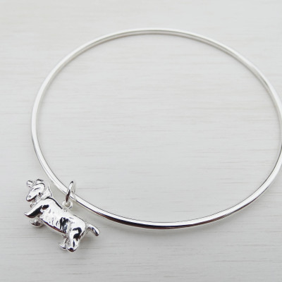 Sausage Dog Bangle, Silver Dachshund, Doxie, Sterling Silver