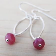 Point Of Elegance: Silver & Ruby Drop Earrings