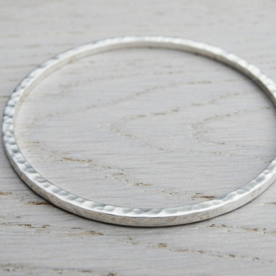 Silver Bangle - Solid Silver Hammered Bangle - Sterling Silver