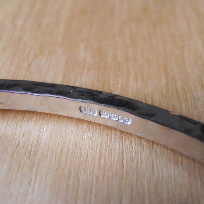 Silver Bangle - Solid Silver Hammered Bangle - Sterling Silver