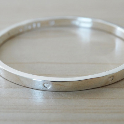 Silver Bangle With Tiny Hearts For Baby Or Child - Sterling Silver