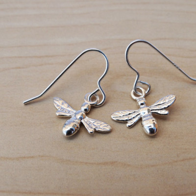 Silver Bee Earrings - Sterling Silver