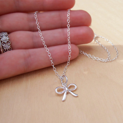 Silver Bow Necklace - Sterling Silver