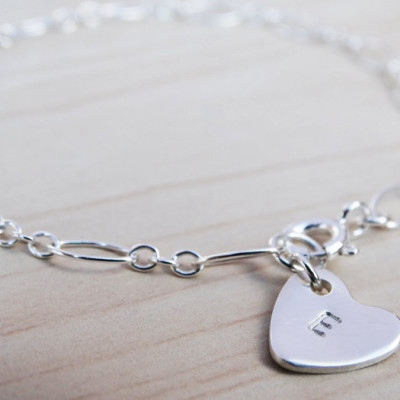 Silver Bracelet With Personalised Heart - Sterling Silver