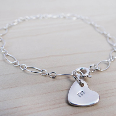 Silver Bracelet With Personalised Heart - Sterling Silver