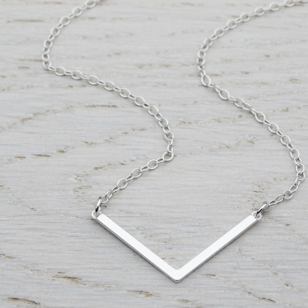 Silver Chevron Necklace, Minimalist, Dainty, Layering, Simple, Sterling Silver