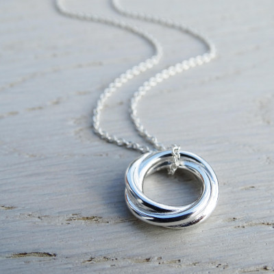 Silver Circle Necklace, Russian Knot, Sterling Silver