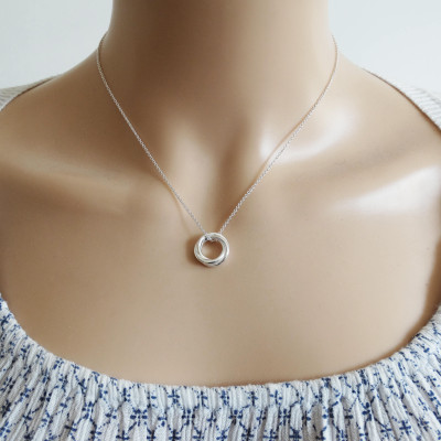 Silver Circle Necklace, Russian Knot, Sterling Silver