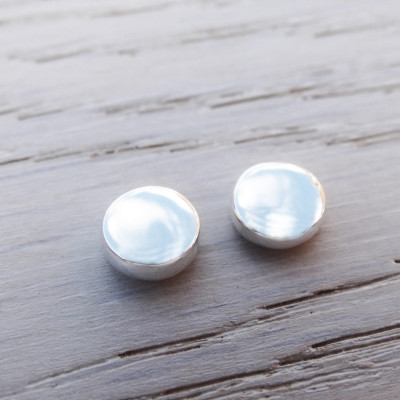 Silver Circle Studs, Sterling Silver, Dot Earrings