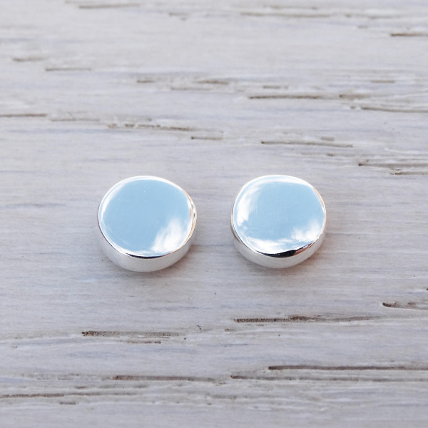Silver Circle Studs, Sterling Silver, Dot Earrings
