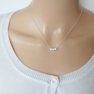 Silver Cube Beads Necklace - Sterling Silver