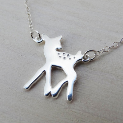 Silver Fawn Necklace - Sterling Silver Deer Necklace