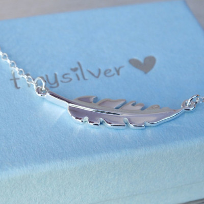 Silver Feather Necklace - Sterling Silver