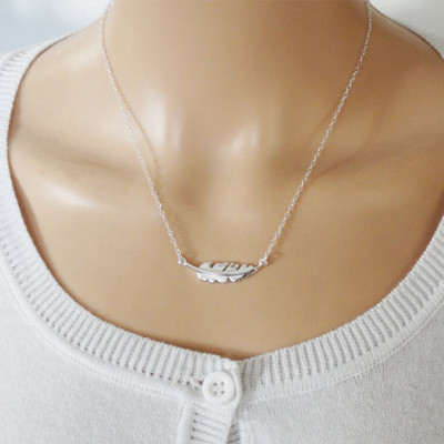 Silver Feather Necklace - Sterling Silver