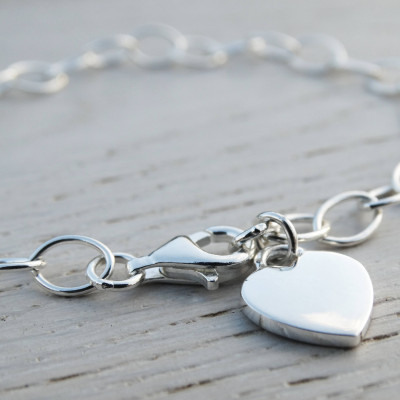 Silver Heart Bracelet, Link Bracelet, Sterling Silver