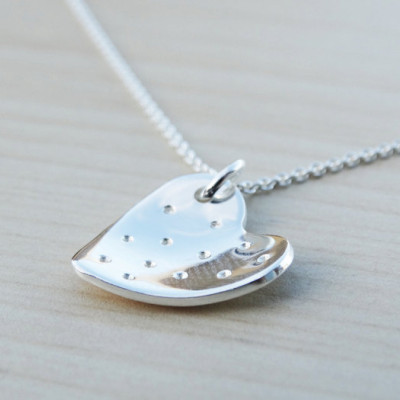 Silver Heart Necklace - Polka Dot - Sterling Silver
