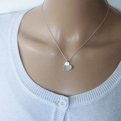 Silver Heart Necklace - Polka Dot - Sterling Silver