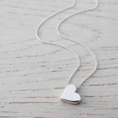 Silver Heart Necklace, Solid Sterling Silver