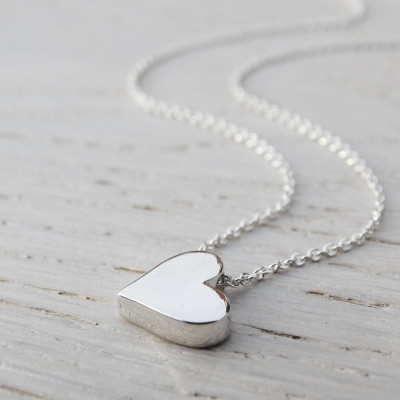 Silver Heart Necklace, Solid Sterling Silver