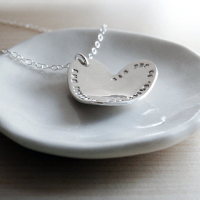 Silver Heart Necklace With Personalised Message - Sterling Silver