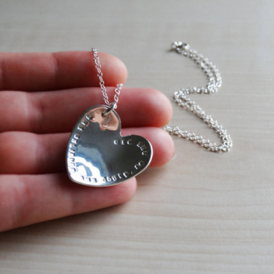 Silver Heart Necklace With Personalised Message - Sterling Silver