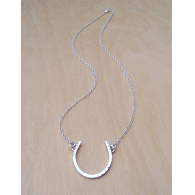 Silver Horseshoe Necklace - Good Luck Charm - Sterling Silver