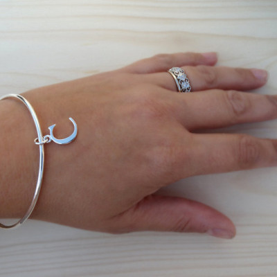 Silver Initial Bangle - Sterling Silver