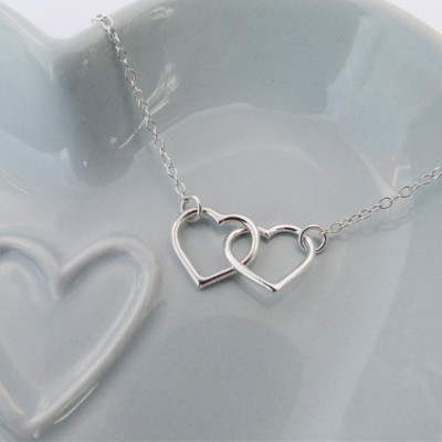 Silver Linked Hearts Necklace - Sterling Silver