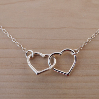 Silver Linked Hearts Necklace - Sterling Silver